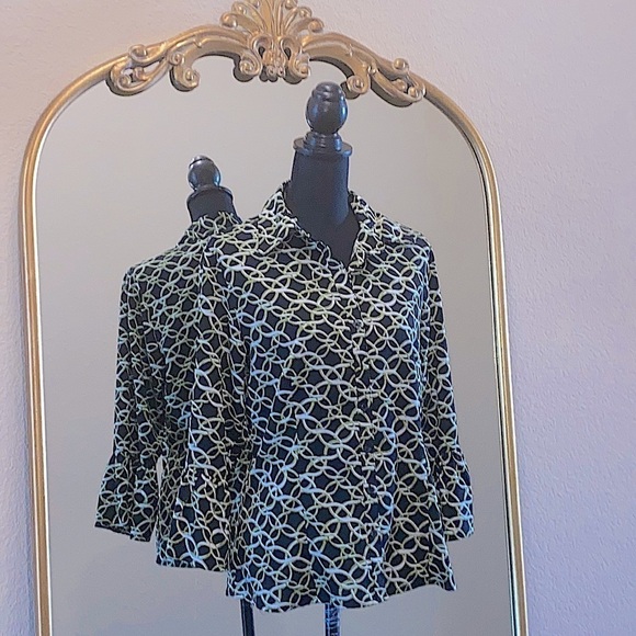 Ninety 3/4 Bell Sleeve Button Down Top Size L - Picture 1 of 5
